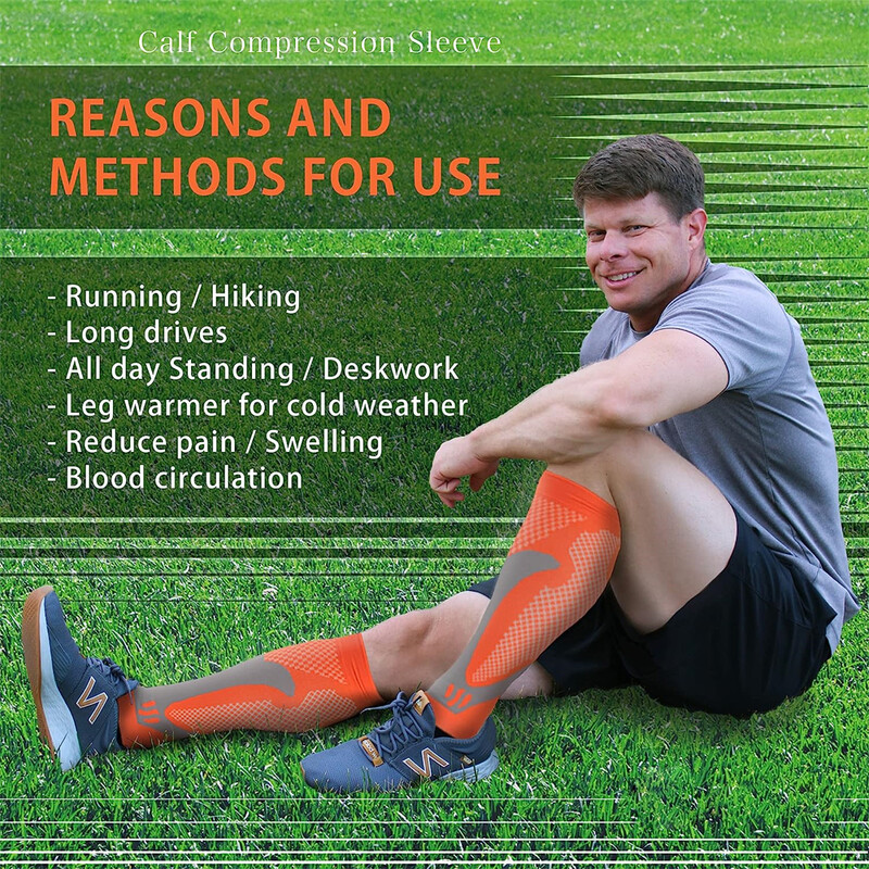 1 par kompresijskih rukava za potkoljenicu - čarape za podršku potkoljenici za ublažavanje grčeva u nogama, nogomet, trčanje, košarka, putovanja, posao, sport