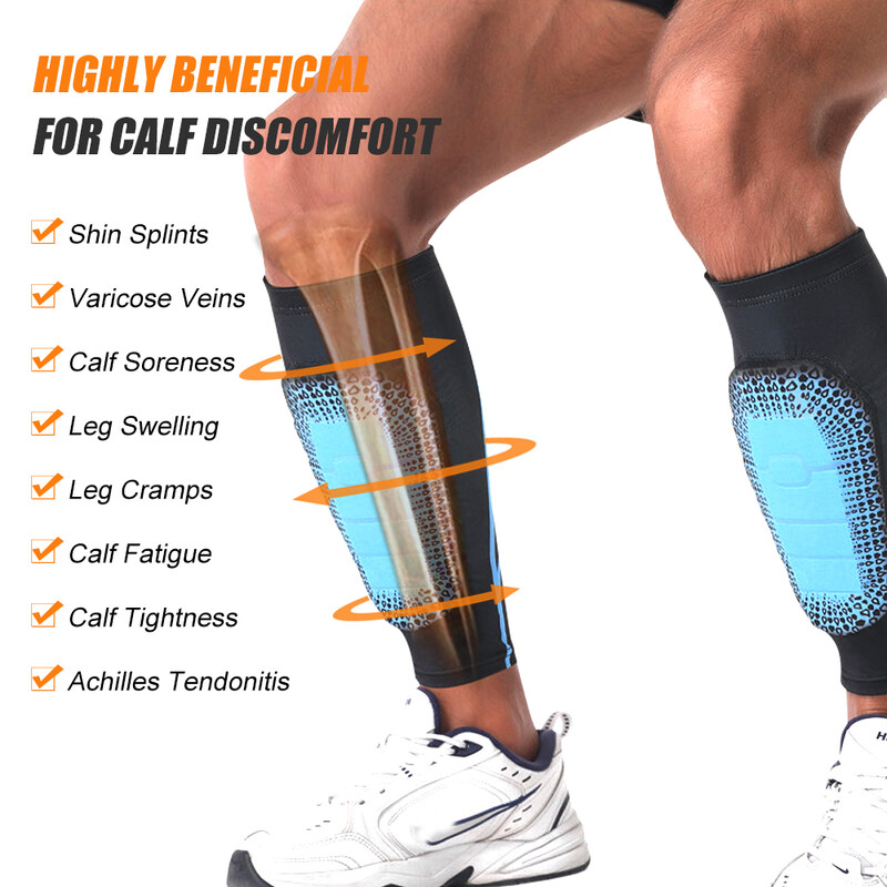 Blauzdos suspaudžiamos rankovės su EVA įklotu vyrams ir moterims – kojų rankovės ir blauzdų įtvarai – krepšinio bėgimo futbolui