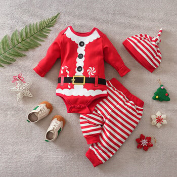 Christmas Baby Romper New Baby Cross Border Πρωτοχρονιάτικο Romper Βαμβακερό μακρυμάνικο πουλόβερ Χριστούγεννα