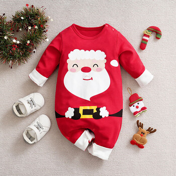 Christmas Baby Romper New Baby Cross Border Πρωτοχρονιάτικο Romper Βαμβακερό μακρυμάνικο πουλόβερ Χριστούγεννα