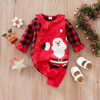 Christmas Baby Romper New Baby Cross Border Πρωτοχρονιάτικο Romper Βαμβακερό μακρυμάνικο πουλόβερ Χριστούγεννα