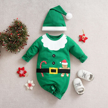 Christmas Baby Romper New Baby Cross Border Πρωτοχρονιάτικο Romper Βαμβακερό μακρυμάνικο πουλόβερ Χριστούγεννα