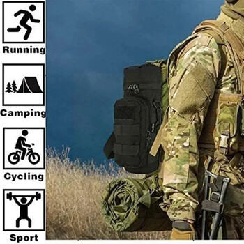 Тактическа чанта Molle Bottle Holder Bag Hydration Carrier Kettle Pouch с каишка Побира се до 32 унции. За пешеходен риболов