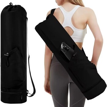 Τσάντα Yoga Backpack Μεγάλης χωρητικότητας Αδιάβροχη ρυθμιζόμενη λουριά ώμου Αναπνέουσα αθλητική τσάντα φορητή μαύρη γυμναστική