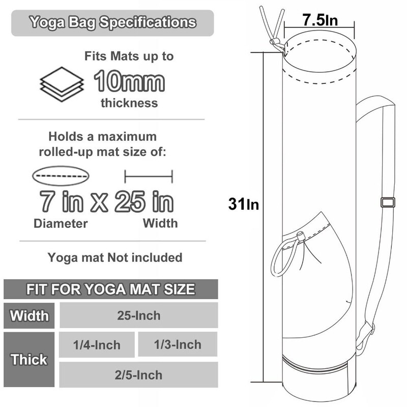 Ruksak za jogu Torba za prostirke za jogu velikog kapaciteta Vodootporne podesive naramenice Prozračna sportska torba Prijenosna crna teretana