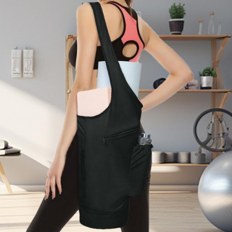 Torba za jogu za prostirku Najlonska crna udobna podloga za prostirku za jogu Podesiva naramenica Torbica velikog kapaciteta za prostirke za jogu