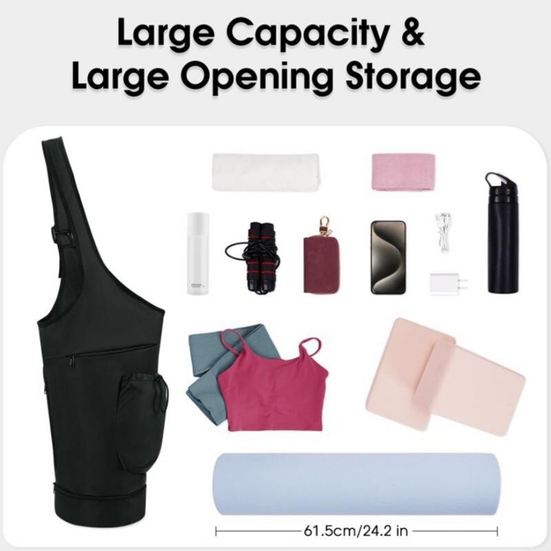 Torba za jogu za prostirku Najlonska crna udobna podloga za prostirku za jogu Podesiva naramenica Torbica velikog kapaciteta za prostirke za jogu