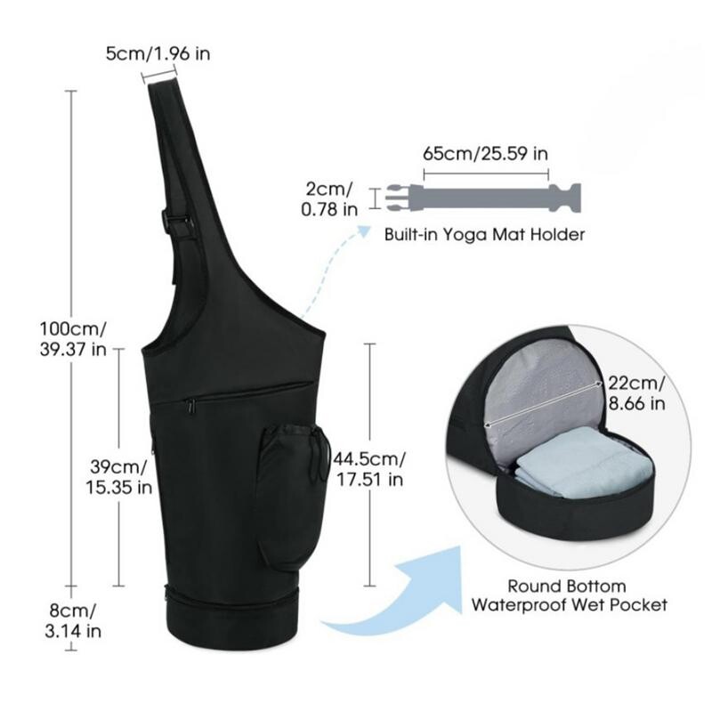 Torba za jogu za prostirku Najlonska crna udobna podloga za prostirku za jogu Podesiva naramenica Torbica velikog kapaciteta za prostirke za jogu