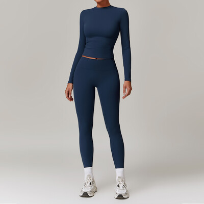 2PCS Yoga odijelo Ženski komplet za teretanu Sportski komplet Ženska trenirka Sportska odjeća za trčanje Sportska odjeća Ženska sportska majica dugih rukava Odjeća za jogu