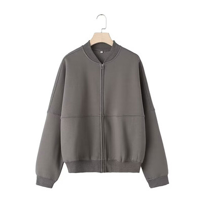 TRAFZA Дамски суитчър от 2 части в ретро цвят с цип бомбър + широк дамски костюм с кадифени панталони с висока талия