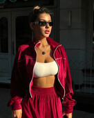 2024. Baršunasta trenirka, ženski set od 2 komada, modna majica s reverom, jakna s patentnim zatvaračem i odijelo s hlačama širokih nogavica, jesen-zima Y2K ulična odjeća