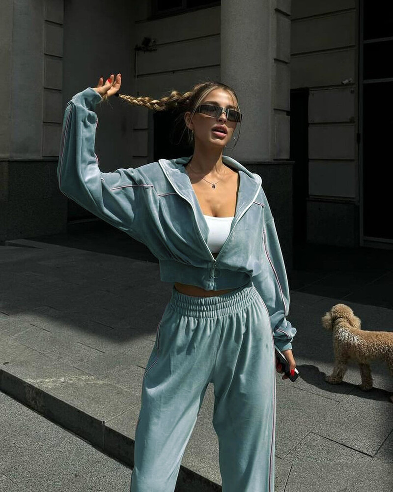 2024. Baršunasta trenirka, ženski set od 2 komada, modna majica s reverom, jakna s patentnim zatvaračem i odijelo s hlačama širokih nogavica, jesen-zima Y2K ulična odjeća