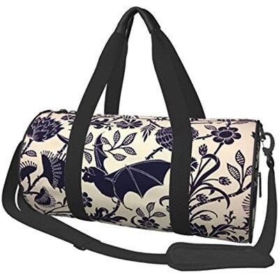 Geantă de sport pentru sală de gimnastică cu flori de liliac de Halloween pentru bărbați, femei, weekend, antrenament, antrenament, geantă de mână rezistentă la apă