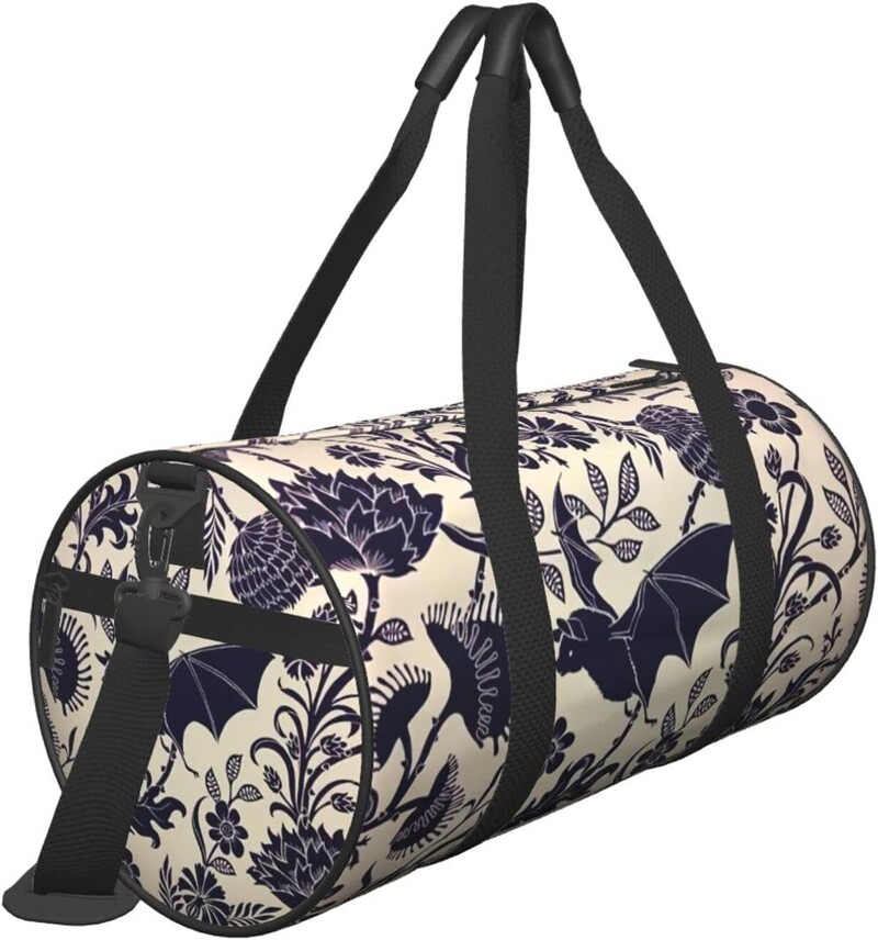 Geantă de sport pentru sală de gimnastică cu flori de liliac de Halloween pentru bărbați, femei, weekend, antrenament, antrenament, geantă de mână rezistentă la apă