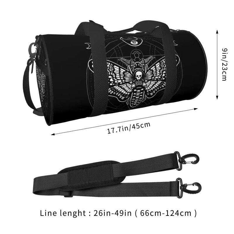 Crna lubanja Moljac Mrtva torba za teretanu Glava Mistični simbol Vodootporne sportske torbe Pribor za teretanu Putna torba Torba za fitness za par