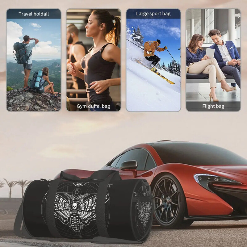 Crna lubanja Moljac Mrtva torba za teretanu Glava Mistični simbol Vodootporne sportske torbe Pribor za teretanu Putna torba Torba za fitness za par