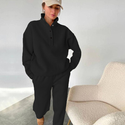 2024 top novo žensko ležerno sportsko odijelo Jednobojni stojeći ovratnik Ženska majica s kapuljačom Sportske hlače dvodijelni set