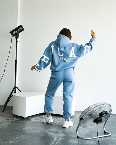 Modni set ženskih trenerki s printom slova Jesen Zima Hoodies i hlače visokog struka Ležerni široki jednobojni sportski dvodijelni set 2024.