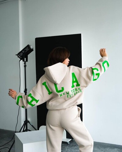 Modni set ženskih trenerki s printom slova Jesen Zima Hoodies i hlače visokog struka Ležerni široki jednobojni sportski dvodijelni set 2024.