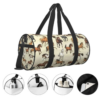 Sunset Horse Gym Bag Cool Animal Print Спортни чанти за пътуване Мъжки дизайн Голяма ретро чанта за фитнес Уикенд чанти