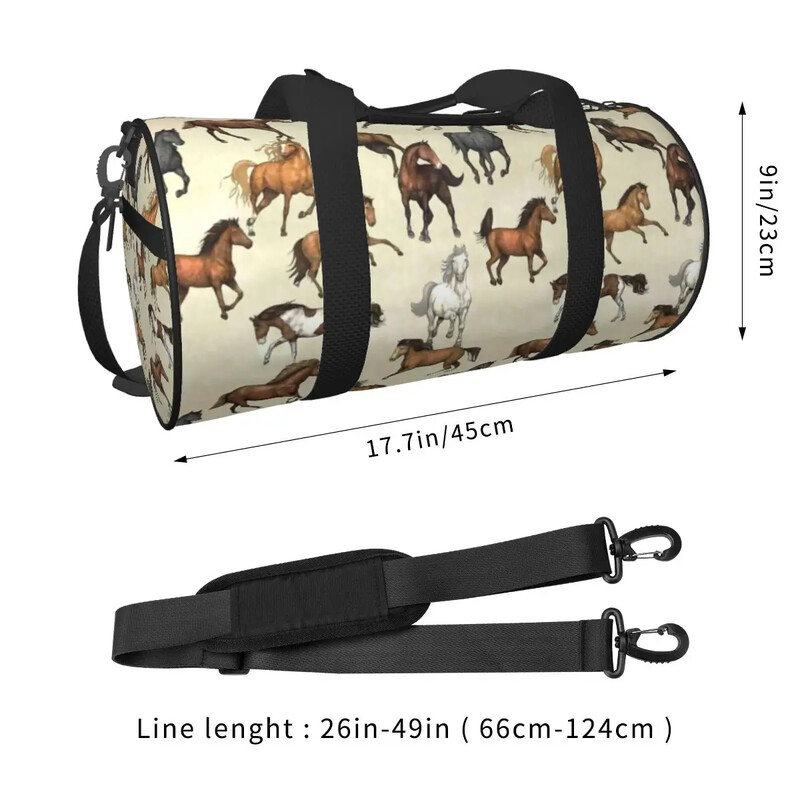 Sunset Horse Torba za teretanu Cool životinjski print Sportske torbe za putni trening Muški dizajn Velika retro torba za fitness Ručne torbice za vikend