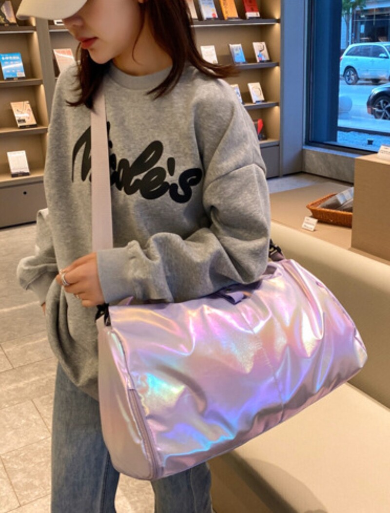 Velika sjajna torba za teretanu Vodootporna torba za slobodno vrijeme Putovanje Torba za preko ramena Podloga za jogu Naramenice Više džepova Sportska torba za fitness trening