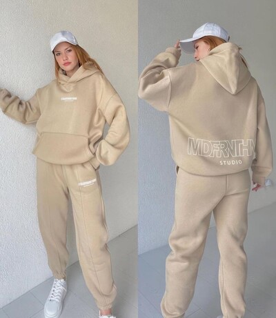 Didelio dydžio laisvalaikio raštu marginto gobtuvo komplektas, moteriškas megztinis, ilgos kelnės, sportinis dviejų dalių kostiumas, madingi gatvės sportinio kostiumo komplektai, moteris