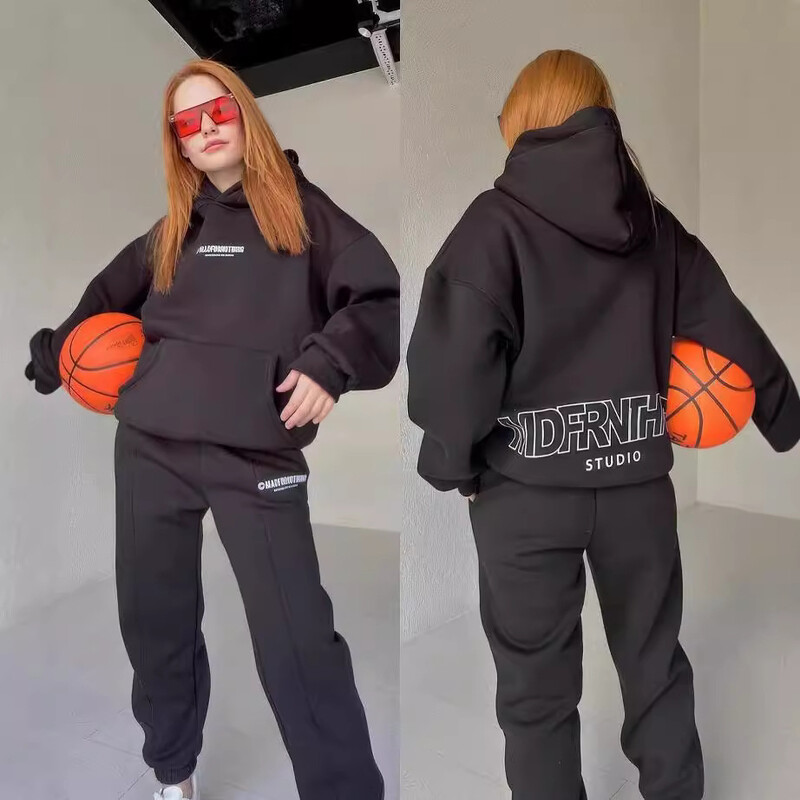 Didelio dydžio laisvalaikio raštu marginto gobtuvo komplektas, moteriškas megztinis, ilgos kelnės, sportinis dviejų dalių kostiumas, madingi gatvės sportinio kostiumo komplektai, moteris