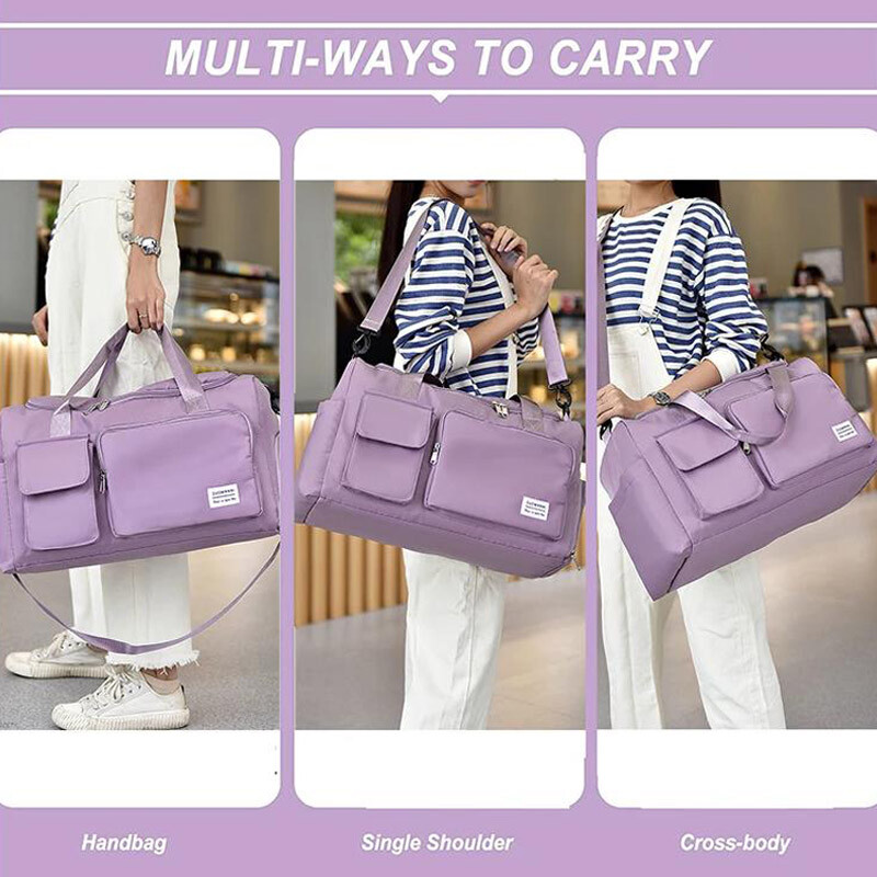 Cestovná taška s veľkou kapacitou, víkendová príručná taška s priehradkou na topánky, športová fitness taška pre ženy, taška cez rameno