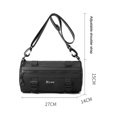 Pánska crossbody taška, nylonový okrúhly valcový batoh, ruksak, crossbody taška cez rameno, cestovná pánska sling bočná taška cez hrudník