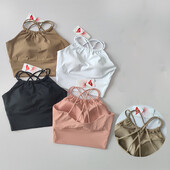 Фиксирана презрамка за рамо от една част без стоманен пръстен Спортно бельо Дамско удароустойчиво набрано бързосъхнещо фитнес йога жилетка