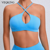 VEQKING Sexy Cross Back Sports Bra Women Beauty Back Sports Top Quick Schnúci priedušný Fitness Gym Yoga Bra s výstelkou Sportswear