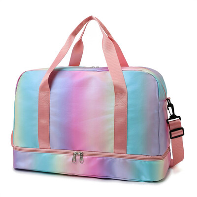Rainbow Дамска чанта за фитнес Пътни чанти за фитнес за обувки Спортна чанта на открито през рамо Студентска чанта Ежедневни сухи и мокри чанти Спортна чанта за йога