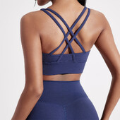 Jednobojni ženski fitness sportski grudnjak s križnim leđima visoke čvrstoće Uski gornji dio Sveobuhvatno donje rublje za vježbanje u teretani s jastučićem za prsa