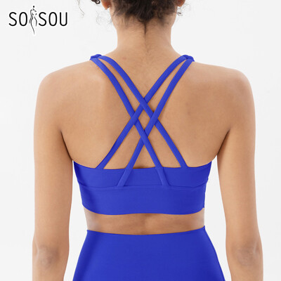 SOISOU Top Sutien Femeie Decupat Bralette Sală de gimnastică Yoga Sutien Sport Cruce Sexy Spate Sutien Femeie Respirabil Top Lenjerie de corp pentru femei 25 de culori