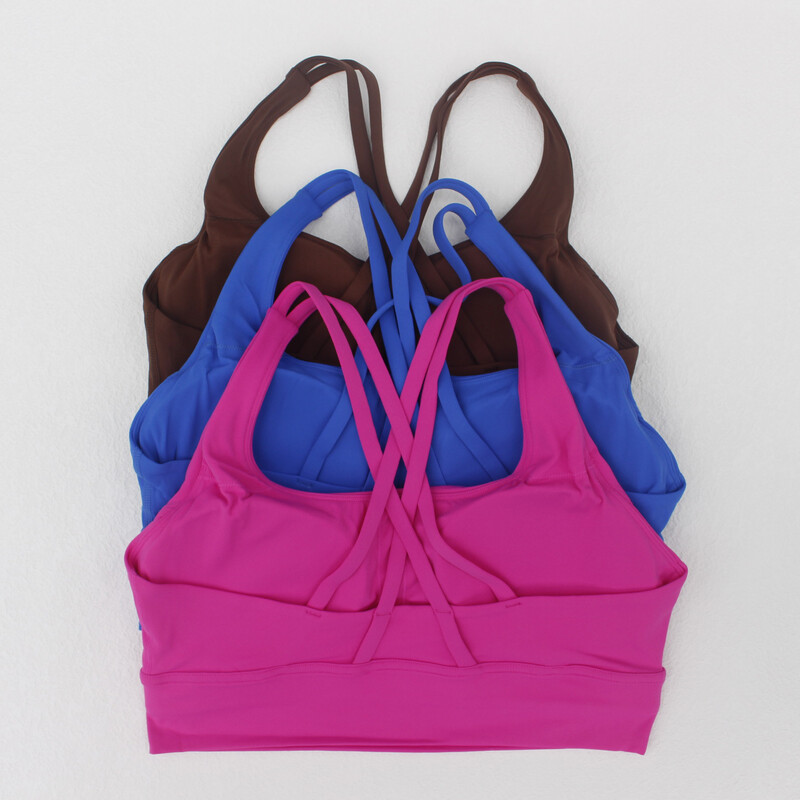 Дамски дрехи Фитнес топ Дишащ спортен сутиен Йога сутиен с кръстосана гръб Джогинг на открито Фитнес тренировки Спортно облекло Бельо