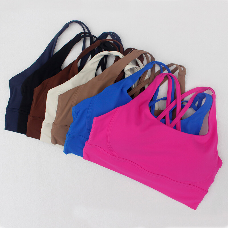 Дамски дрехи Фитнес топ Дишащ спортен сутиен Йога сутиен с кръстосана гръб Джогинг на открито Фитнес тренировки Спортно облекло Бельо