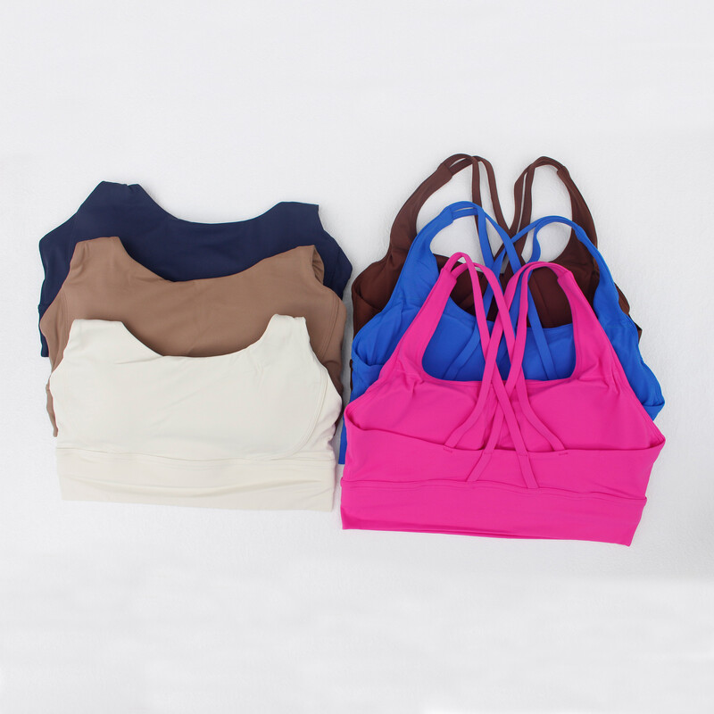 Дамски дрехи Фитнес топ Дишащ спортен сутиен Йога сутиен с кръстосана гръб Джогинг на открито Фитнес тренировки Спортно облекло Бельо