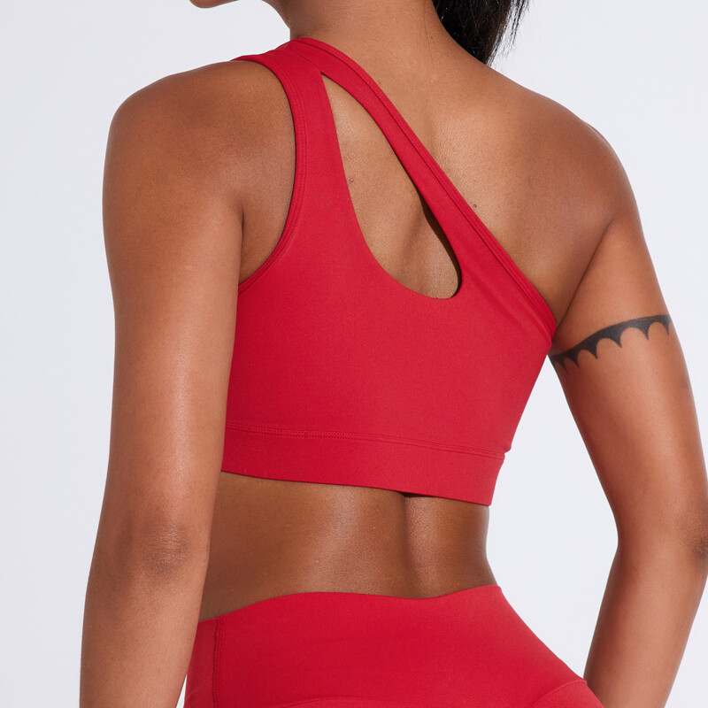 QINACTIVE Дамски секси спортни сутиени с едно рамо Йога горна жилетка Бързосъхнеща йога фитнес бельо за бягане Фитнес
