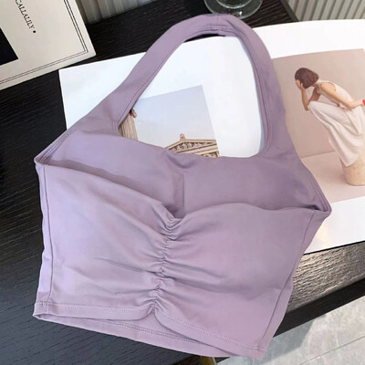 Seksi sportski sportski grudnjak s podstavljenim halterima za žene bez leđa za vježbanje u teretani za jogu, grudnjak za fitness s ugrađenim grudnjakom