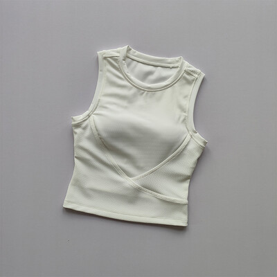 Йога костюм Жилетка с тиранти Подложка за гърдите Покриване на гърдите Спортен сутиен Дамско облекло за бягане Прилепнало и отслабващо фитнес горнище