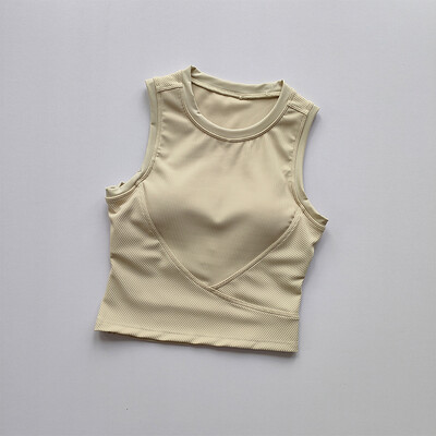 Йога костюм Жилетка с тиранти Подложка за гърдите Покриване на гърдите Спортен сутиен Дамско облекло за бягане Прилепнало и отслабващо фитнес горнище