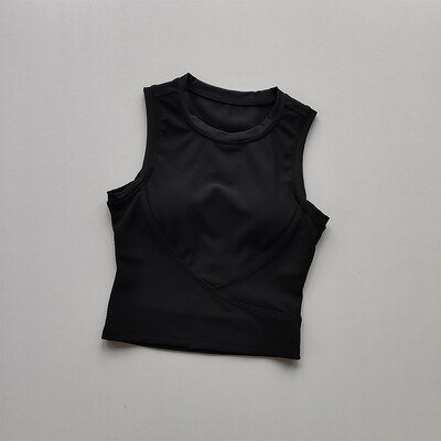 Йога костюм Жилетка с тиранти Подложка за гърдите Покриване на гърдите Спортен сутиен Дамско облекло за бягане Прилепнало и отслабващо фитнес горнище