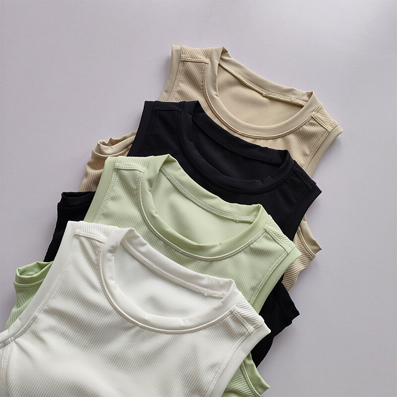 Йога костюм Жилетка с тиранти Подложка за гърдите Покриване на гърдите Спортен сутиен Дамско облекло за бягане Прилепнало и отслабващо фитнес горнище