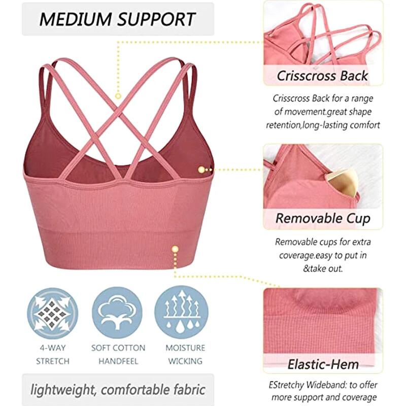 1PC Pamučni sportski grudnjaci Ženski Push Up Čvrsti sportski grudnjak Jogging Gym Ženski sportski grudnjak Djevojačko donje rublje Fitnes Trčanje Joga Sport Top