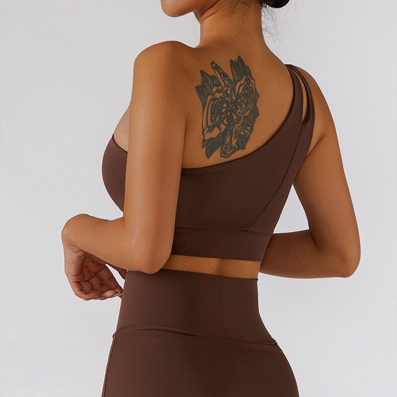 Elastičnost Joga grudnjak s jednom naramenicom Podloga za prsa Otporan na udarce Sportski grudnjak za trčanje Pull Up Donje rublje Prsluk Ženska majica bez rukava za fitness