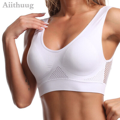 Aiithuug 6XL Racerback sportski grudnjak za žene - udoban grudnjak za spavanje Bešavni grudnjak za vježbanje, joga velika veličina, prozračna mreža za vježbanje