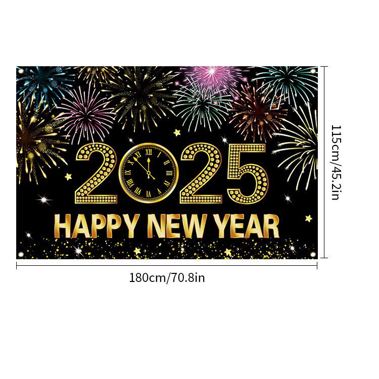 2025. Nova godina prekogranične pozadine Banner Novogodišnje odbrojavanje Sjajni vatromet Gradski festival Dekoracije za zabavu