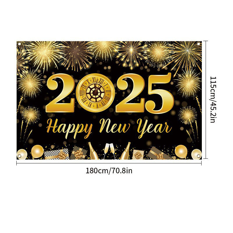 2025. Nova godina prekogranične pozadine Banner Novogodišnje odbrojavanje Sjajni vatromet Gradski festival Dekoracije za zabavu
