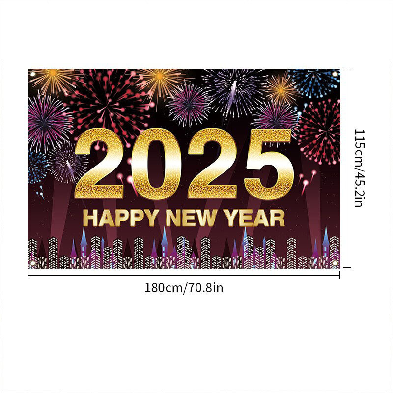 2025. Nova godina prekogranične pozadine Banner Novogodišnje odbrojavanje Sjajni vatromet Gradski festival Dekoracije za zabavu